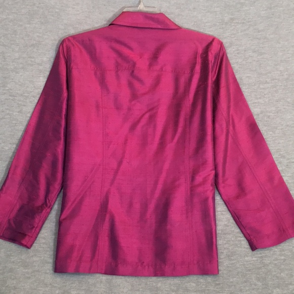 💖 Chico's Silk Textured Oversized Relaxed Fit Fuchsia Jacket Size 2 - Picture 3 of 16